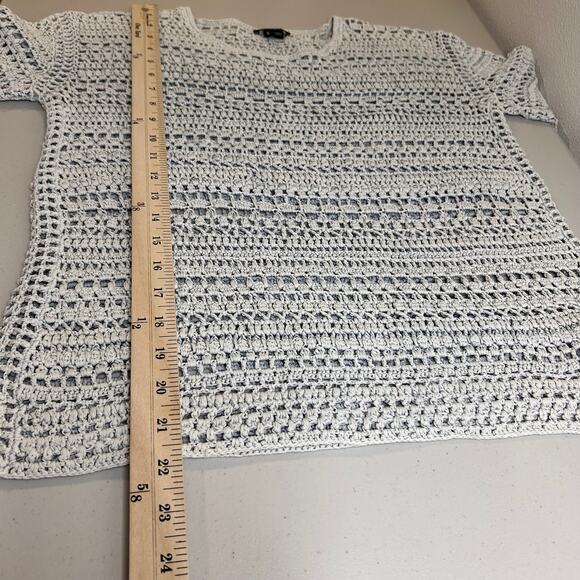 Theory Amena Arabis Tint Chunky Open Knit Crochet Pullover Sweater Womens Medium - Picture 11 of 13